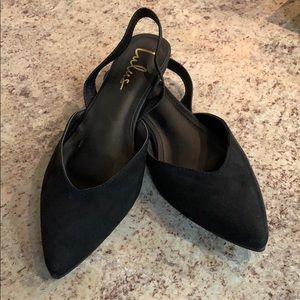 Lulus Mae Black Suede Pointed-Toe Slingback Flats